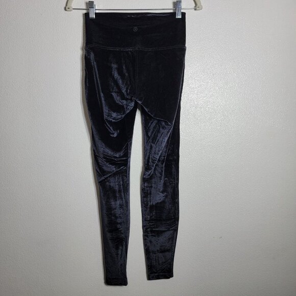Lululemon Black Velvet Wunder Under Leggings Size 6 High Rise Full Length - Picture 2 of 4